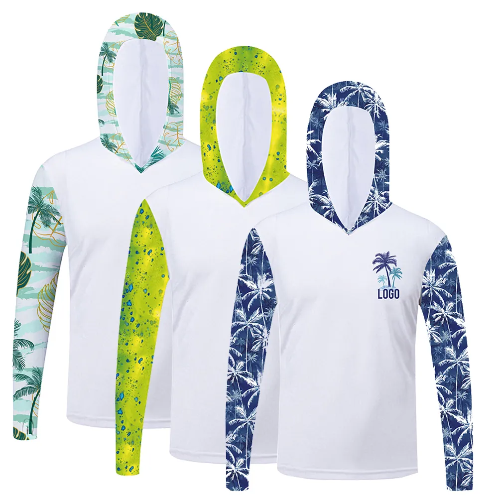 Custom Lightweight Anti-UV UPF50 Fishing Shirts Hoodie Fashionable Long Sleeve Fishing Hoodie spf surf shirts For Youth