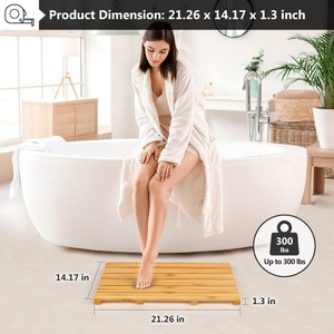 Alfombra de baño rectangular de bambú antideslizante para el suelo del baño, para uso doméstico. - Product Image 4