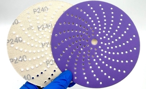 Оптовая продажа, фиолетовая круглая форма с 17 отверстиями, орбитальная шлифовальная диск, автомобильная наждачная бумага - Product Image 6