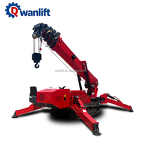 Mini-grue araignée Wanlift à bras télescopique hybride électrique 1,2-16 tonnes, hauteur max. 20 m, rayon 10 m, moteur Changchai, aspiration
