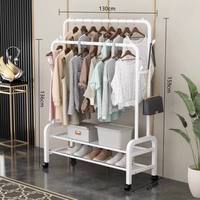 Porte-vêtements en métal à double niveau, présentoir sur pied pour le salon, organisation des chaussures et des vêtements
