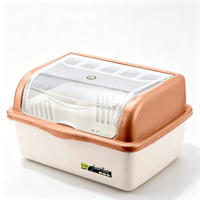 Boîte de rangement pour vaisselle en plastique avec couvercle transparent anti-poussière, organiseur de bols et d'assiettes pour comptoir de cuisine