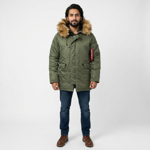 Men's Comfortable Classic Windbreaker Jacket with Stand Collar Customizable Front Logo Premium <b>Canvas</b> Waterproof Autumn Coat - Product Image 1