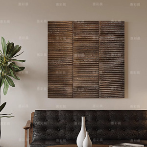 Pintura al Óleo de Estilo Vintage, Arte Mural Texturizado en 3D, Marco Marrón Oscuro, Impresionismo Rectangular, Decoración de Fondo para Sala de Estar y Sofá - Product Image 3