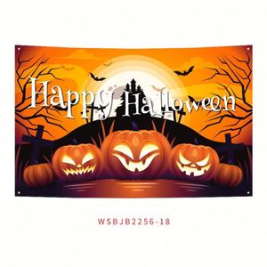 Wholesale Printing Spooky Personalized Scary Halloween Pumpkin Banner Party Outdoor <b>Flags</b> - Product Image 3