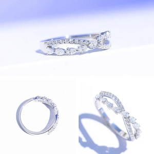 Anello con Zircone a Goccia Incrociato per Donne, Elegante e Raffinato Gioiello da Dito alla Moda - Product Image 6