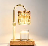 Lampe chauffe-bougie avec 3 ampoules, chauffe-bougie à hauteur réglable et intensité variable avec minuterie, lampe à bougie avec boîte cadeau charmante