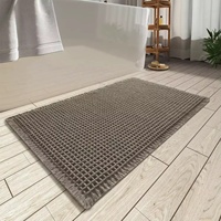 Tapis de bain de luxe en microfibre avec petit treillis gaufré Design Logo personnalisé doux Utilisation pour la maison et l'hôtel Style moderne