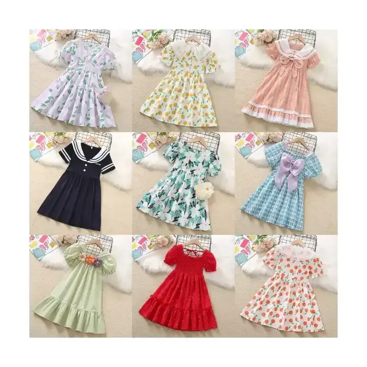 Dress maxi sederhana anak-anak, gaun pesta bordir kualitas desain terbaru grosir