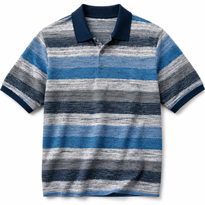 Polo de Punto a Rayas Personalizado con Logotipo para Hombre, Manga Corta, Transpirable, de Algodón, Diseño Informal, Teñido con Hilo, ODM Personalizado - Product Image 2