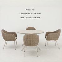 Ensemble de salle à manger d'extérieur en rotin 5 pièces, chaises de patio en aluminium, mobilier d'extérieur pour hôtel, table et chaises rondes de jardin