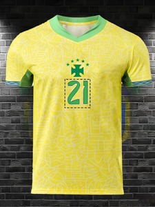 La nueva camiseta de fútbol brasileña de manga corta, ropa deportiva producida por una fábrica de ropa y personalizable.F10 - Product Image 4