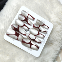 Faux ongles à presser en acrylique, assortiment aléatoire, longs, forme cercueil, unis, vente en gros