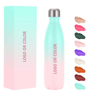 Botella de agua al vacío de doble pared de acero inoxidable, botella de agua en forma de cola, con mango de silicona, venta al por mayor - Product Image 1