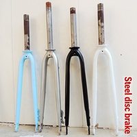 Fourche de vélo de route 700C, tube droit de 28,6 mm avec filetage, fourches à disque en acier, fourches rigides
