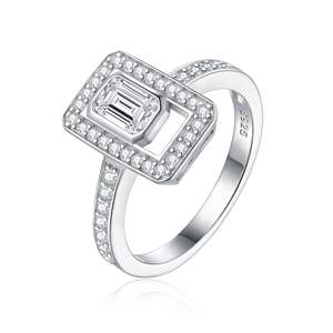 High Quality Fashion Fine Jewelry S925 Sterling Silver Zircon <b>Square</b> Pendant Jewelry <b>Sets</b> - Product Image 2