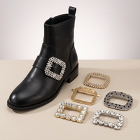Boucle de chaussure en alliage de zinc avec logo personnalisé, strass et zircon, pour sandales, mocassins et bottes – Vente en gros