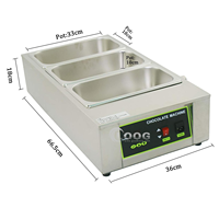 Nouvelle machine à faire fondre le chocolat électrique numérique en acier inoxydable pour usage commercial avec 3 réservoirs Bain Marie, fonctionnement facile, certifiée CE