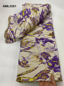 Tissu de dentelle fantaisie de luxe de Style français broderie matériel de dentelle Jacquard nigérian pour robes - Product Image 2