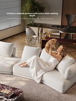 Chaise Courbée en Bois Style Italien Mollale Luxe Léger Modèle 2026, Grande Section Courbe au Sol, Sectionnelle Droite en Laine d'Agneau