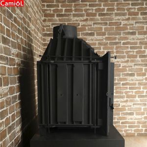 <span class=keywords><strong>Estufa</strong></span> de Leña Moderna de Hierro Fundido para Esquina, Color Negro Mate, para Interiores, Ideal para Apartamentos y Hoteles, Compatible con Leña - Product Image 3