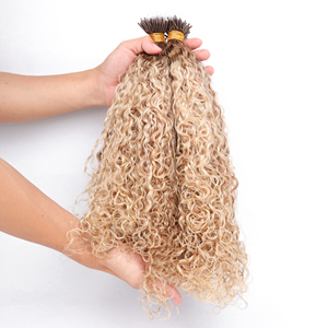 2023 nuevo cabello humano indio crudo F punta <span class=keywords><strong>Remy</strong></span> cutícula alineada 12A extensión de cabello con punta de plástico rizado - Product Image 5