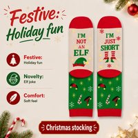 Chaussettes de Noël fantaisie en tricot, motif elfe, cadeau de Noël, chaussettes unisexe rouges et vertes pour l'hiver, vente en gros, personnalisables