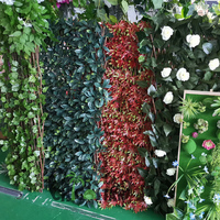 Valla de plantas de hojas verdes artificiales, valla de césped de hojas de jardín