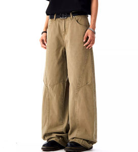 Pantalons de streetwear de haute qualité, design lourd, décontractés, coupe ample, patchwork, pattes d'éléphant, logo personnalisé, pantalons pour hommes - Product Image 4