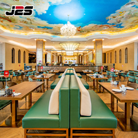 Banc de café J2S, banquette verte commerciale pour hôtel, mobilier de restaurant, ensemble table et chaises en métal