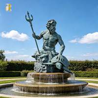 Sculpture de fontaine en bronze grandeur nature de Poséidon, style antique, personnalisable, disponible pour la décoration artistique des parcs et jardins extérieurs
