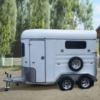 Remorque à chevaux de luxe standard australienne pour 2 chevaux, en métal, à 4 roues, remorquable, avec chargement par le haut, modèle standard