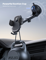 Support de téléphone de voiture Lamicall STCD05, support de ventouse pour tableau de bord et pare-brise, bras long réglable à 360°, fonctionnement à une main, automatique