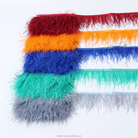 Frange de plumes d'autruche naturelles de 8-10 cm en vrac, tissu en dentelle satinée teinte pour vêtements, robes, décorations de mariage, artisanat DIY