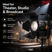 Projecteur LED Fresnel sans ventilateur 200W 5600K CRI95 DMX512 Zoom motorisé 20-60 °   Luminaire de scène silencieux pour salle de théâtre