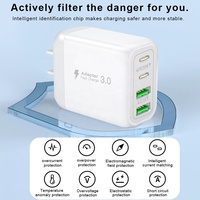 HNT Grosir OEM 40W USB-C Pengisi Daya Dinding Magnetik Multi-Port 2A+2C Cepat Bersertifikasi CE FCC RoHS untuk Ponsel 4-in-1