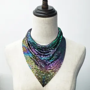 Trendy Sexy Triangle Scarf Sequins Choker Shining Metal Mesh Jewelry Chic Chainmail Choker