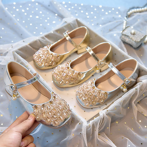 <span class=keywords><strong>Zapatos</strong></span> de Vestir Brillantes para Niñas, <span class=keywords><strong>Zapatos</strong></span> de Tacón con Lentejuelas Doradas para <span class=keywords><strong>Ceremonia</strong></span> de Boda, <span class=keywords><strong>Zapatos</strong></span> de Tacón Alto para Niñas, <span class=keywords><strong>Zapatos</strong></span> de Princesa Nuevos - Product Image 1