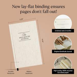 Personalized <strong>Five</strong> <strong>Minute</strong> Mindfulness Daily Affirmation Gratitude Custom Printed Linen <strong>Journal</strong> Undated Planner Gift Notebook - Product Image 4