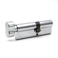Cylindre de serrure simple en laiton avec bouton et clé, 70 mm, en zinc
