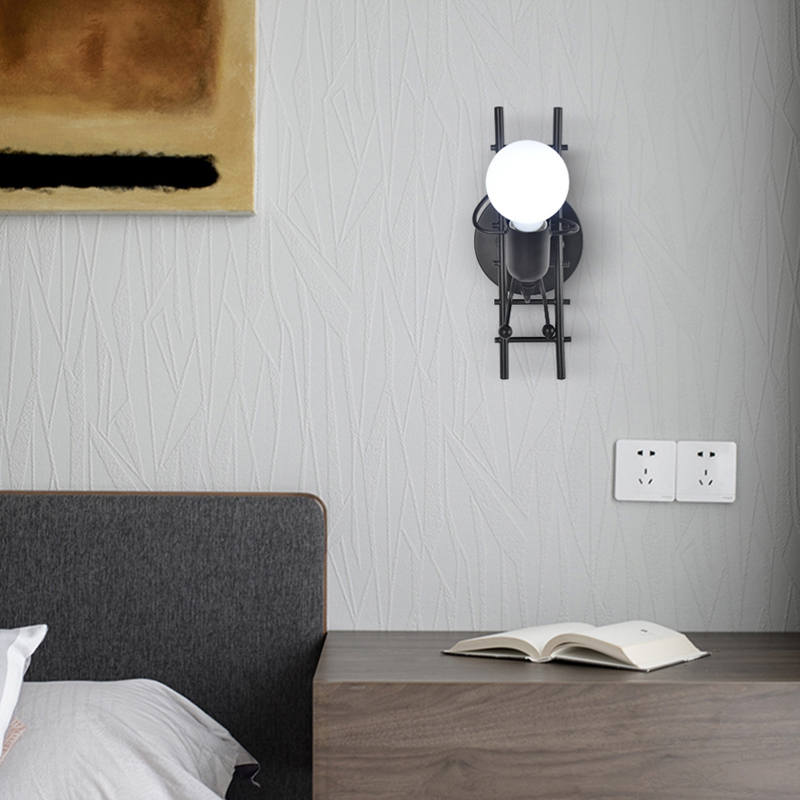 2021 loft industrial modern bedroom bedside restaurant Corridor Hotel E27 Black Mini unique wall lamp