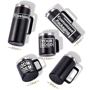 20oz Double Wall Vacuum Insulated Tumbler Cups Stainless Steel Coffee Tea Beer Tumbler <b>Mug</b> in Bulk With Lid and Handle - Product Image 2