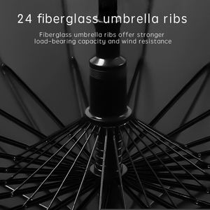 25 Inches 24 Ribs 190T Pongee Fabric Windproof Rain Proof Business Travel Gifts Luxury Leather Handle Straight <b>Umbrella</b> Logo - Product Image 3
