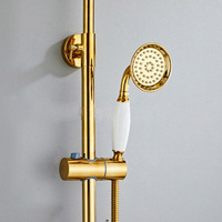 Kuningan Gaya Eropa Mewah Emas Angsa Shower Set Panas dan Dingin Nozzle Rotatable Bathtub Faucet Lift Shower Faucet XR7896