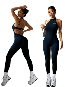 Body Sportivo da Donna Personalizzabile con Logo, Halter, Schiena Scoperta, Monopezzo Aderente per Danza, Yoga, <span class=keywords><strong>Palestra</strong></span> ed Esercizio Fisico - Product Image 1