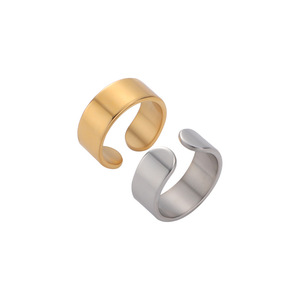 Wholesale Mirror Stainless Steel C Shape Open <strong>Ring</strong> <strong>Blank</strong> Glossy Custom Engraved Logo <strong>Ring</strong> DIY Jewelry Findings - Product Image 2