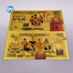 Billet de banque plaqué or 24 carats personnalisé, 7 motifs, anime japonais Slum Dunk Manga, 100 000 yens - Product Image 5