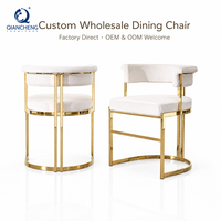 Chaises de salle à manger QIANCHENG en acier inoxydable, fournisseur de Foshan, chaises de salle à manger modernes en chrome doré, chaise de salle à manger de luxe