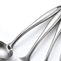 Ensemble d'ustensiles de cuisine en acier inoxydable 304, 6 pièces, kit d'outils de cuisson, spatule, louche, écumoire, cuillère à pâtes, cuillère ajourée