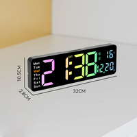 Reloj de Pared Electrónico de 13 Pulgadas para Decoración del Hogar, Reloj de Pared Inteligente LED de Arte Moderno para Cocina, Reloj de Pared Digital Grande de Lujo Analógico